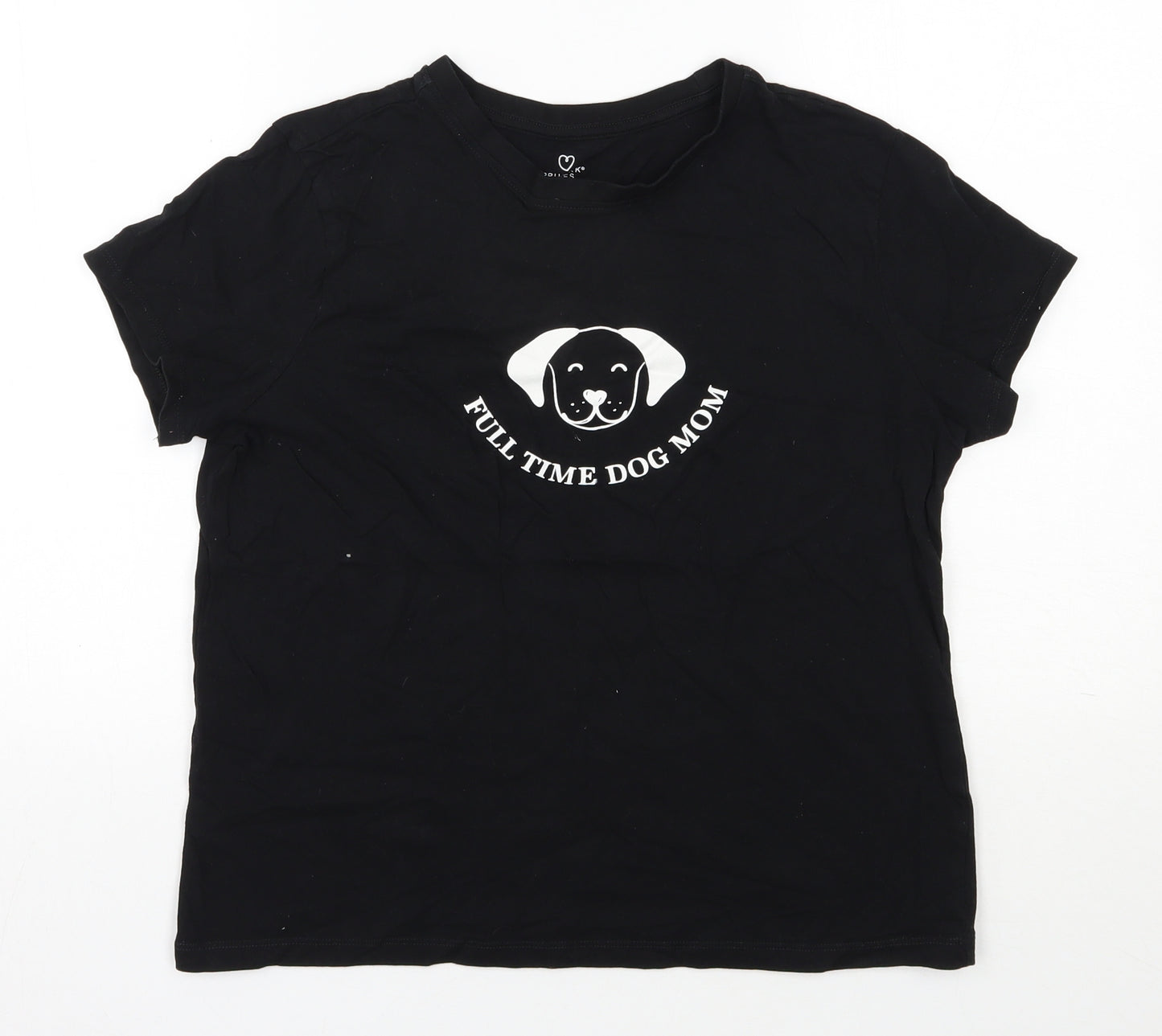 Primark Womens Black  Cotton Basic T-Shirt Size 12 Round Neck