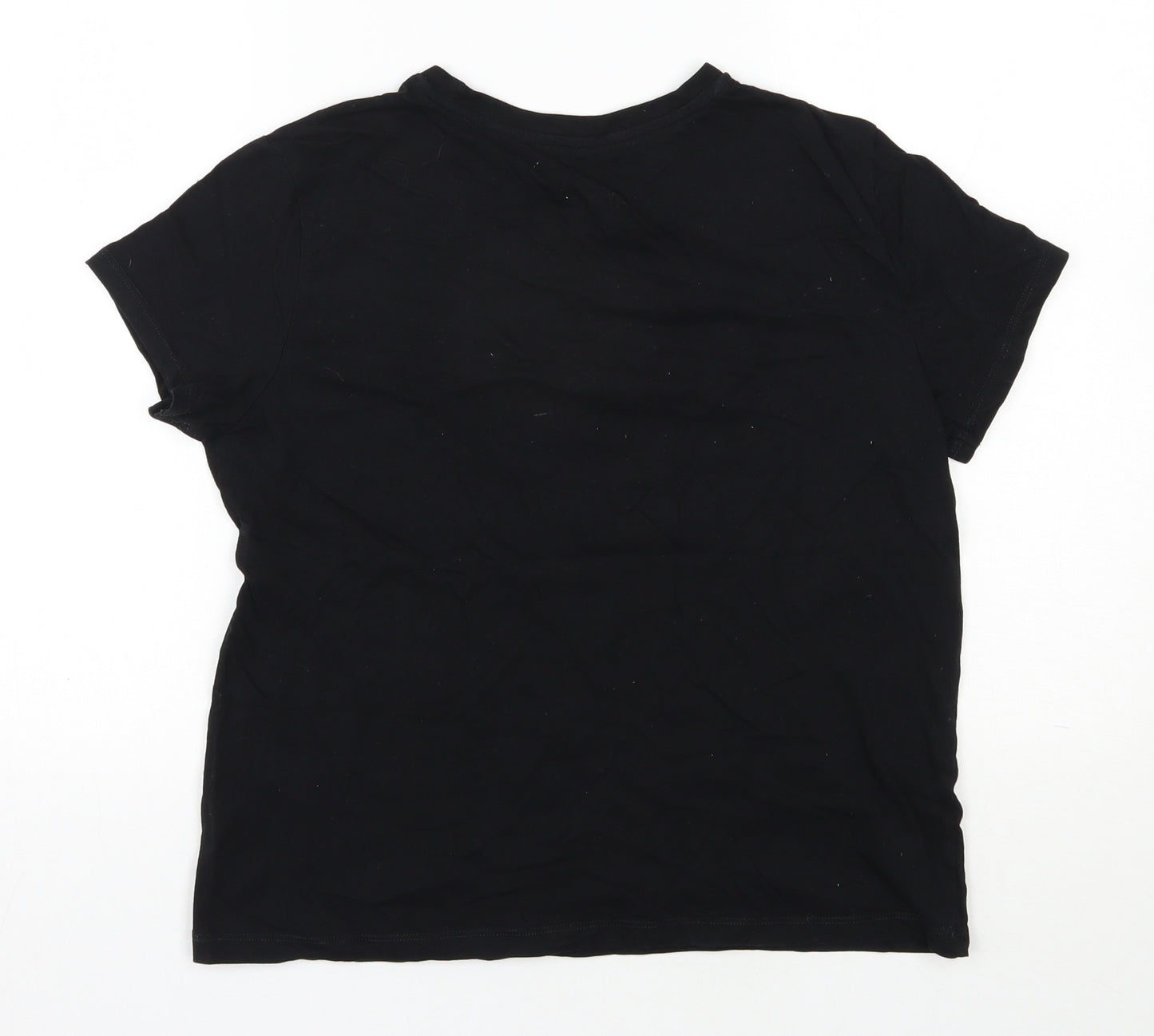 Primark Womens Black  Cotton Basic T-Shirt Size 12 Round Neck
