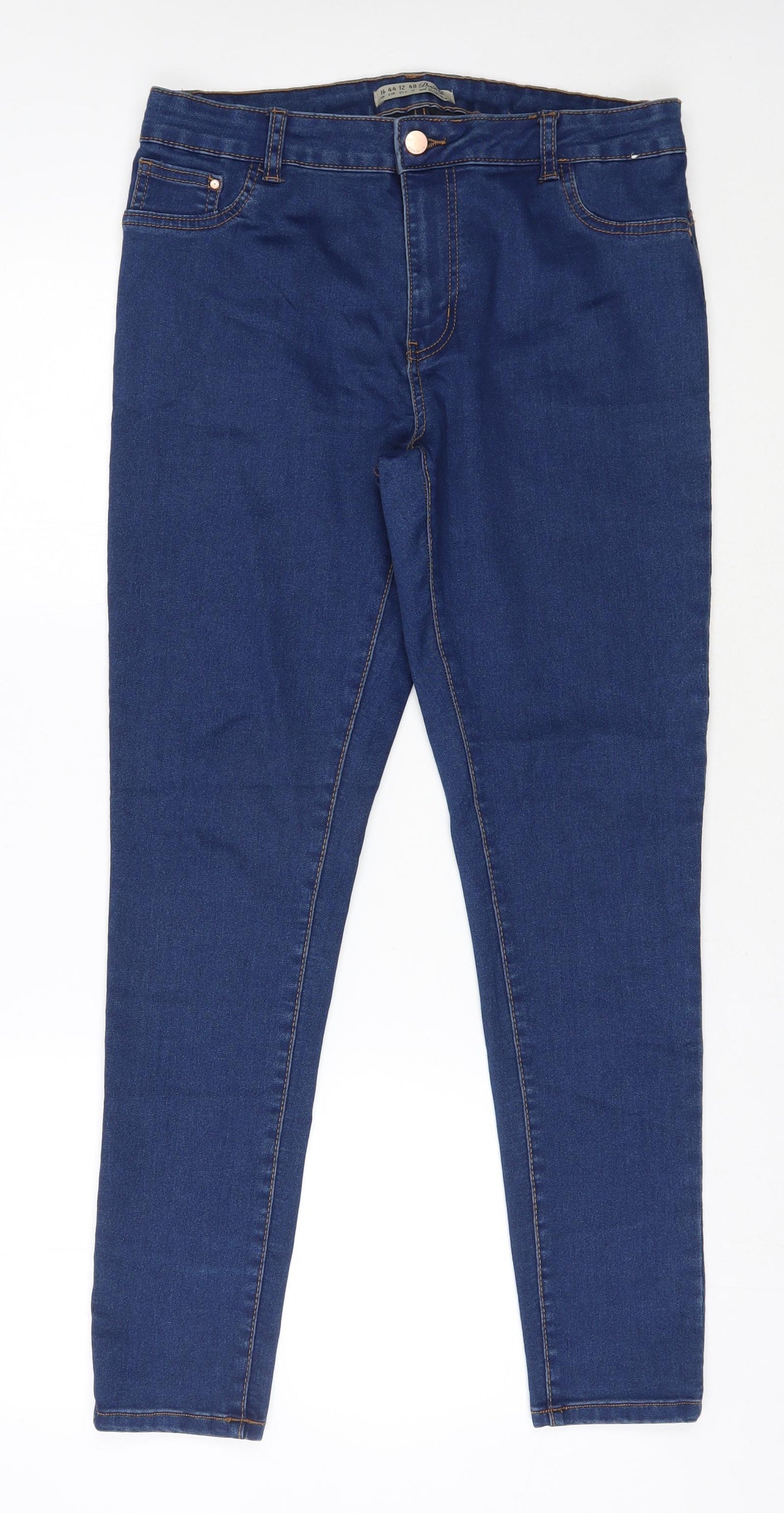 Denim & Co. Womens Blue  Cotton Skinny Jeans Size 16 L29 in Regular Zip