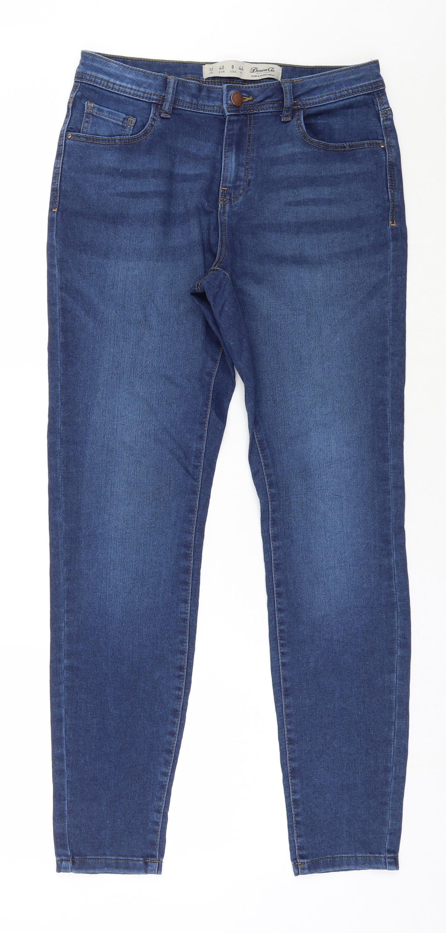 Denim & Co. Womens Blue  Cotton Skinny Jeans Size 12 L28.5 in Regular Zip