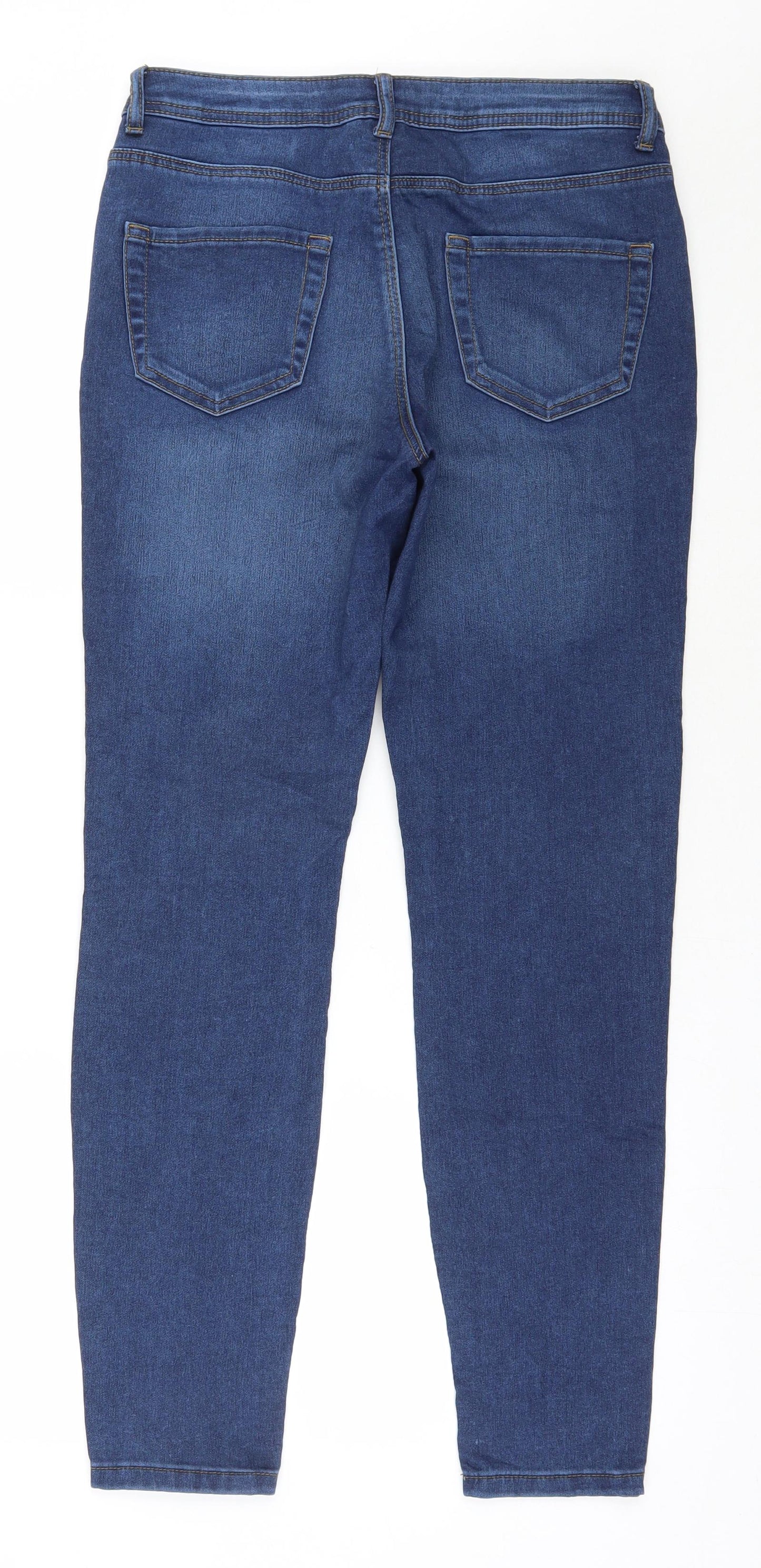 Denim & Co. Womens Blue  Cotton Skinny Jeans Size 12 L28.5 in Regular Zip