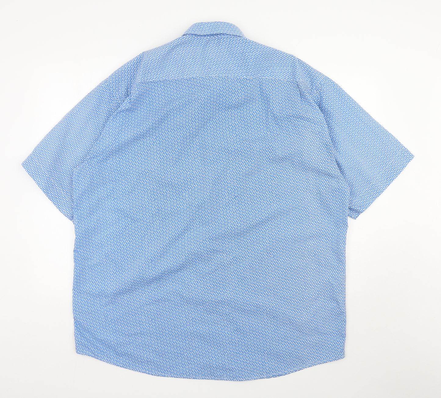 Daniel Grahame  Mens Blue Geometric Cotton  Button-Up Size 2XL Collared Button