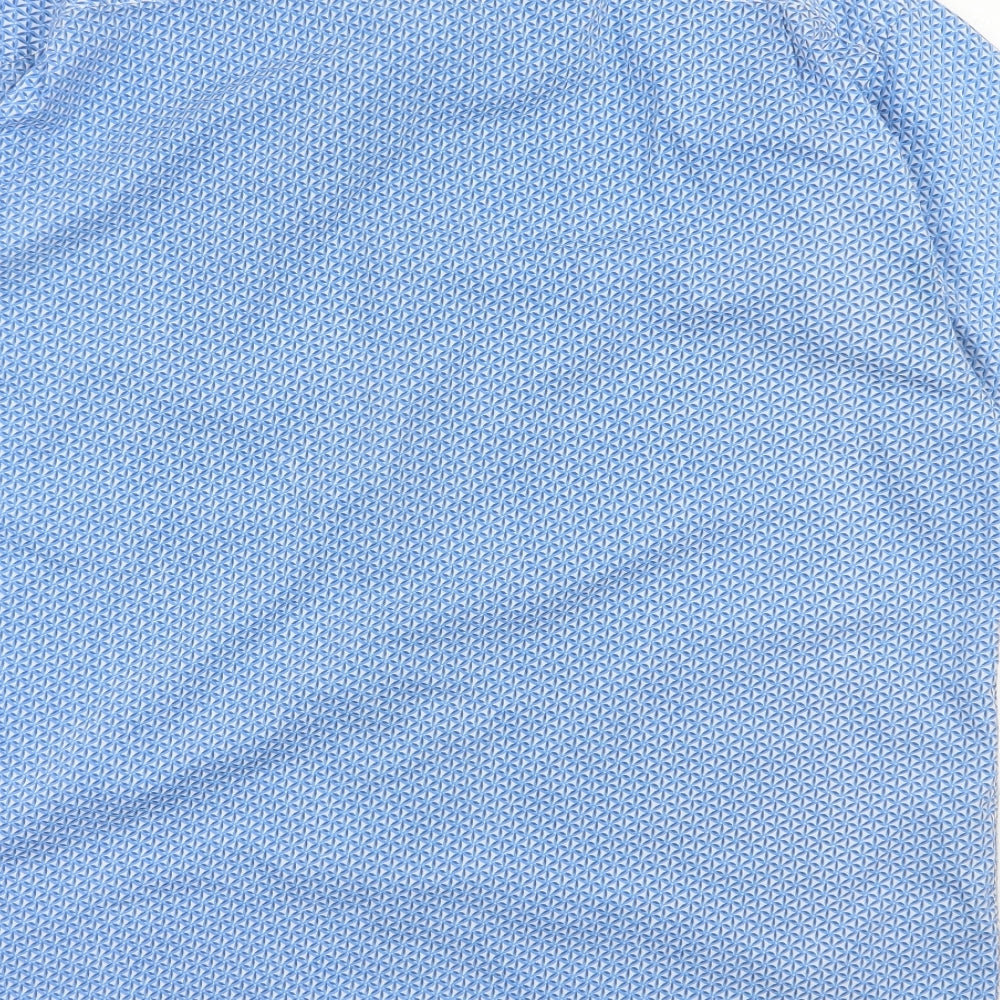 Daniel Grahame  Mens Blue Geometric Cotton  Button-Up Size 2XL Collared Button