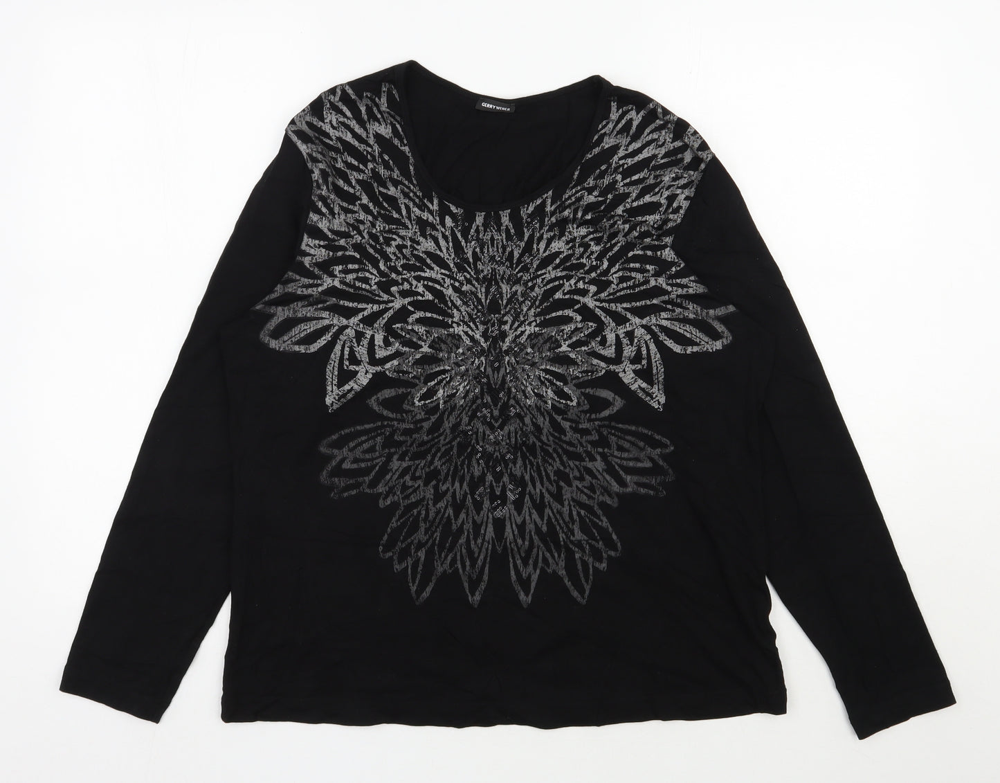 Gerry Weber Womens Black  Polyester Jersey T-Shirt Size 16 Scoop Neck