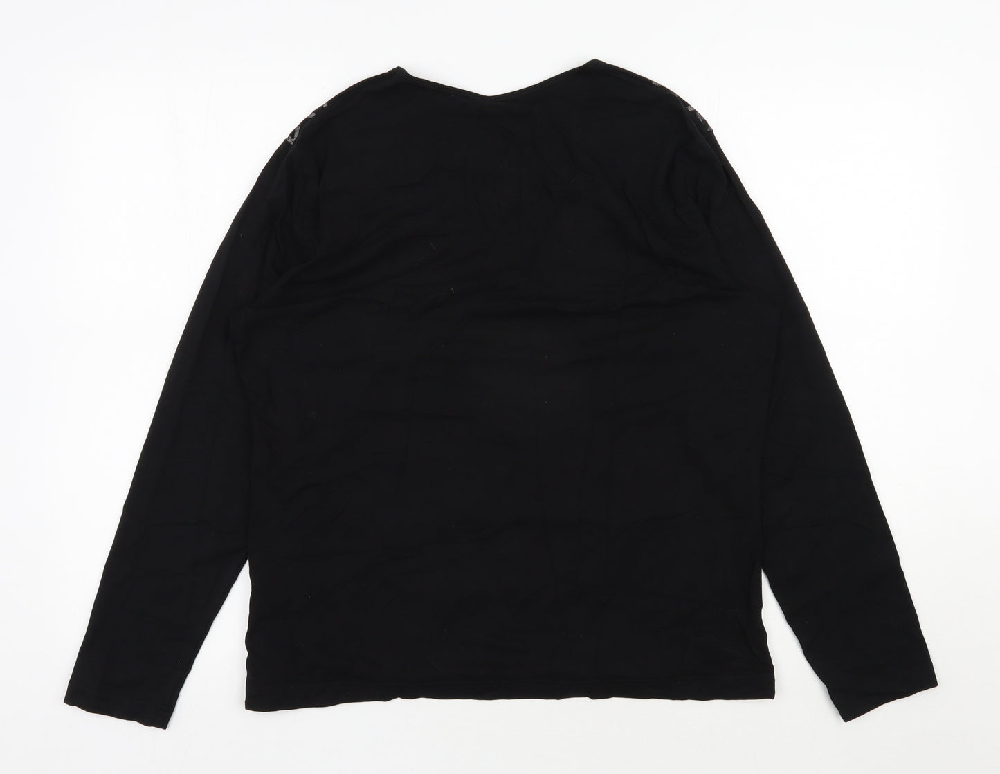 Gerry Weber Womens Black  Polyester Jersey T-Shirt Size 16 Scoop Neck