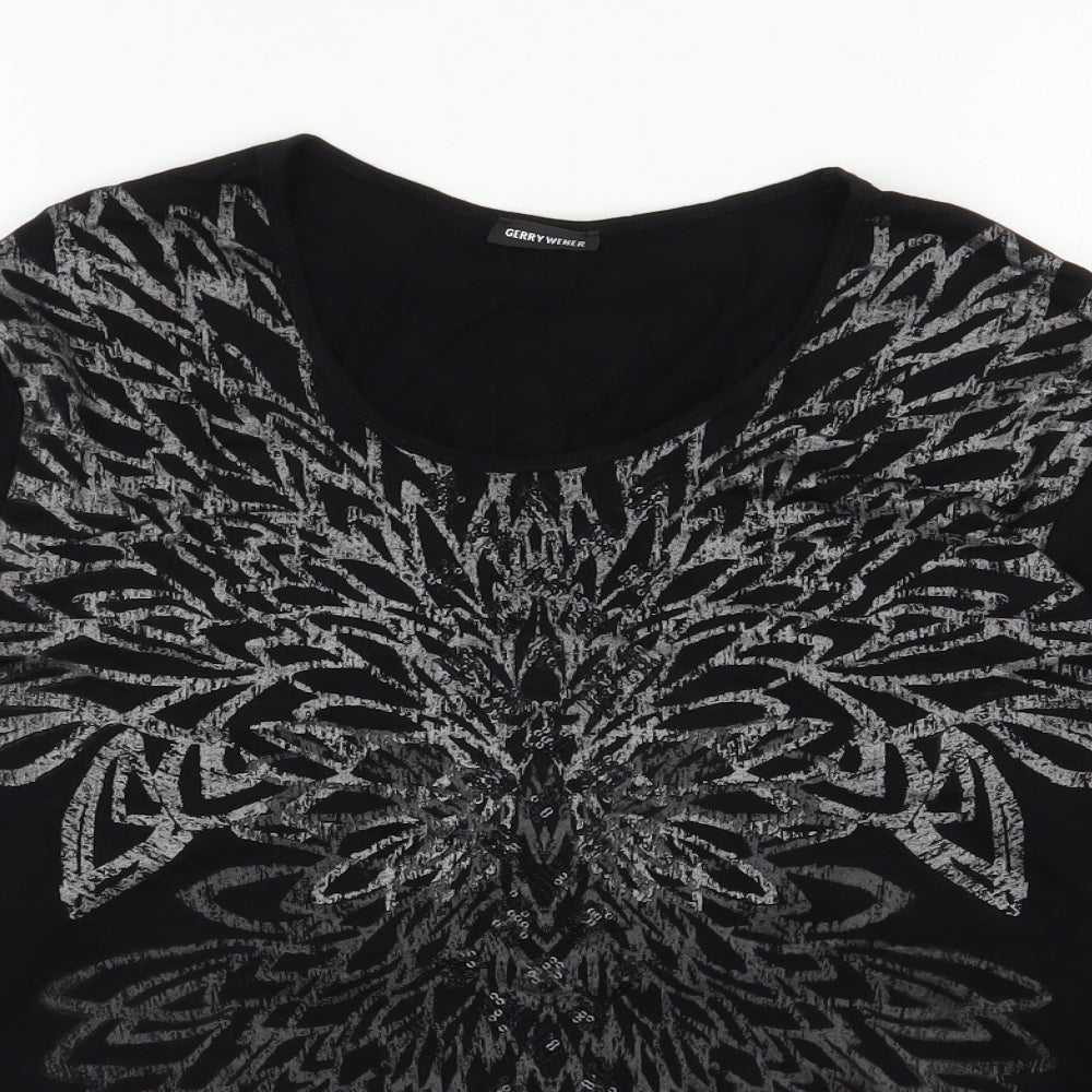 Gerry Weber Womens Black  Polyester Jersey T-Shirt Size 16 Scoop Neck