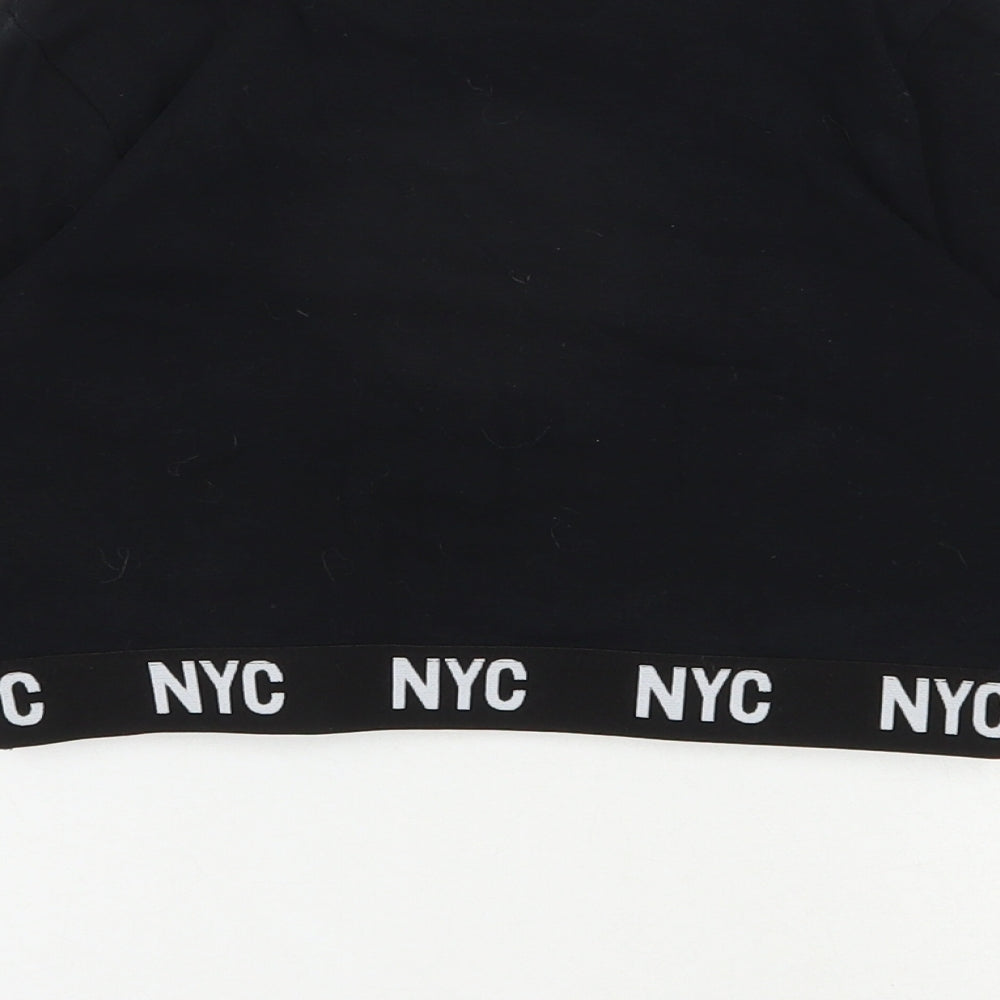 George Girls Black  Cotton Cropped T-Shirt Size 7-8 Years Round Neck Pullover