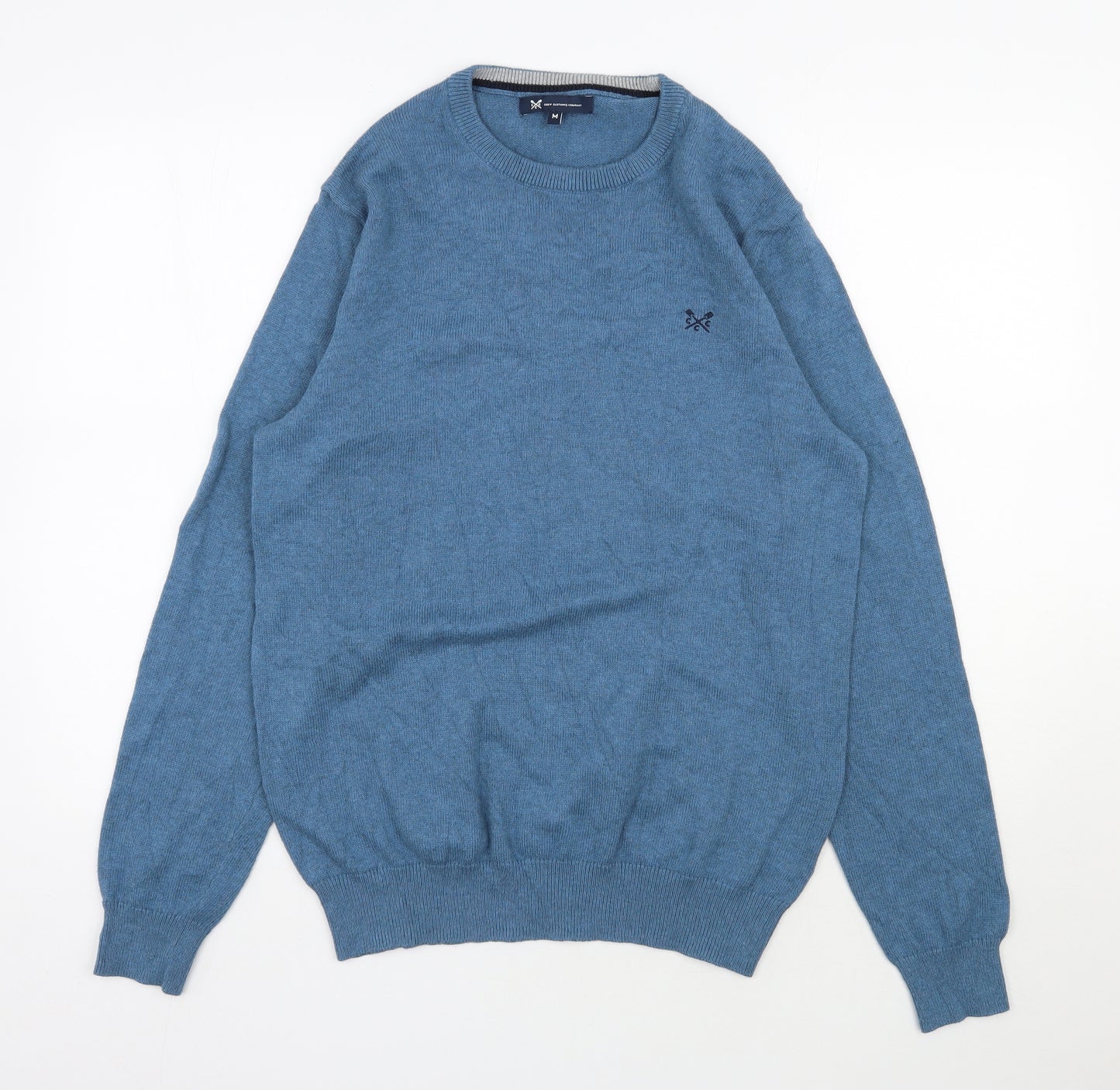 Crew Clothing Mens Blue Round Neck  Cotton Pullover Jumper Size M