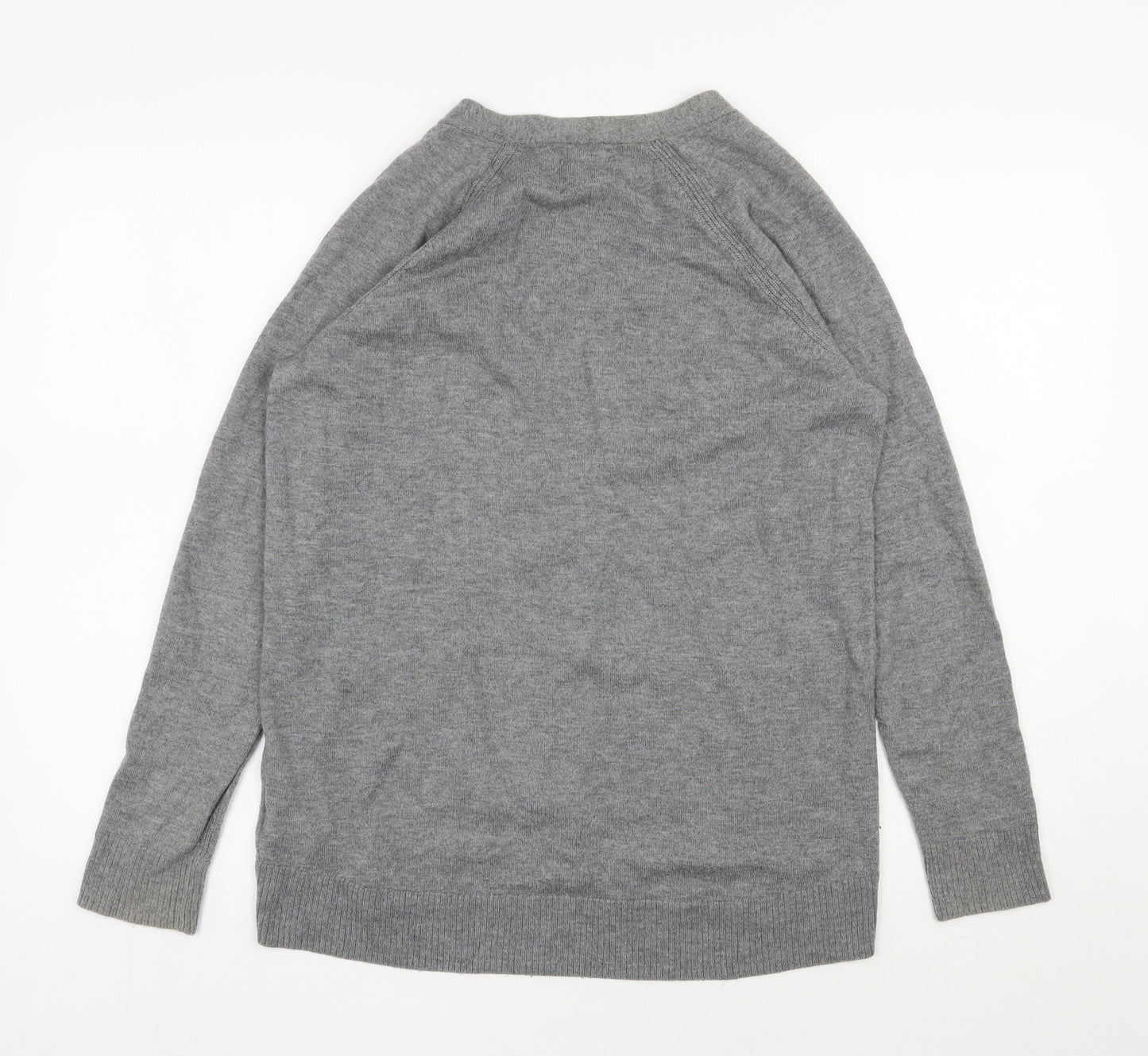 Gap Womens Grey V-Neck  Nylon Cardigan Jumper Size S