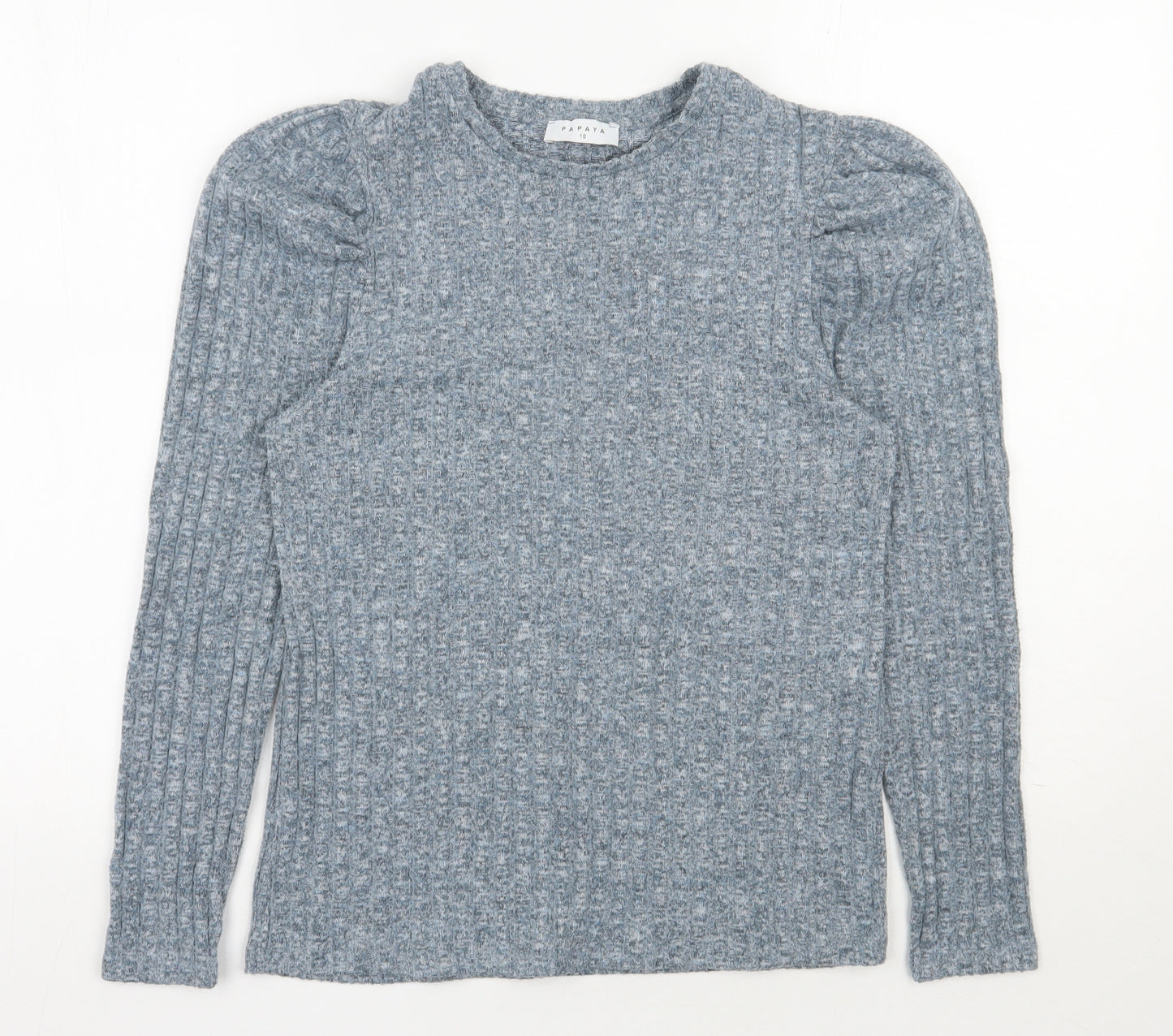 Papaya Womens Blue Round Neck  Polyester Pullover Jumper Size 10