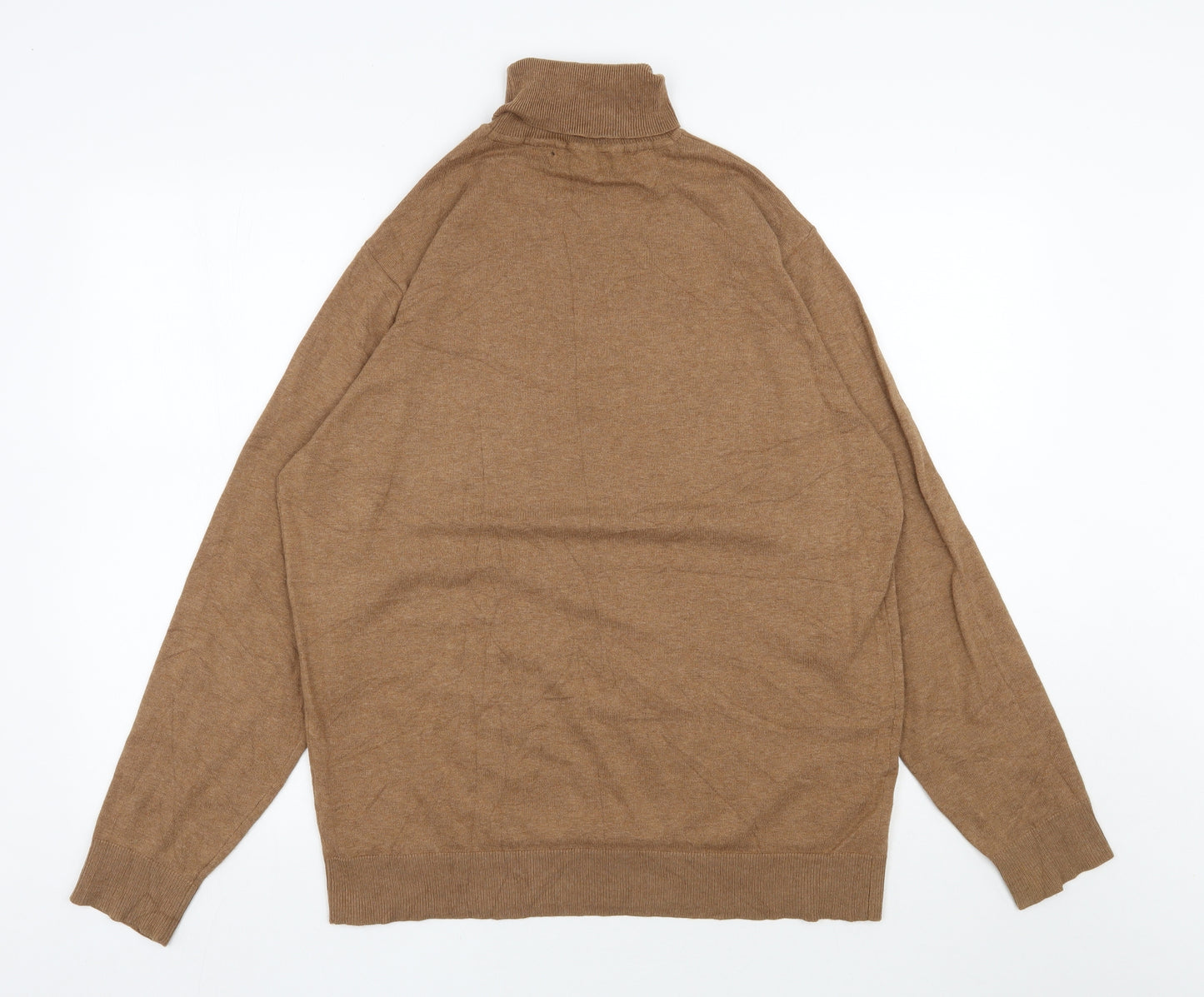 Cedar Wood State Mens Beige Roll Neck  Cotton Pullover Jumper Size L