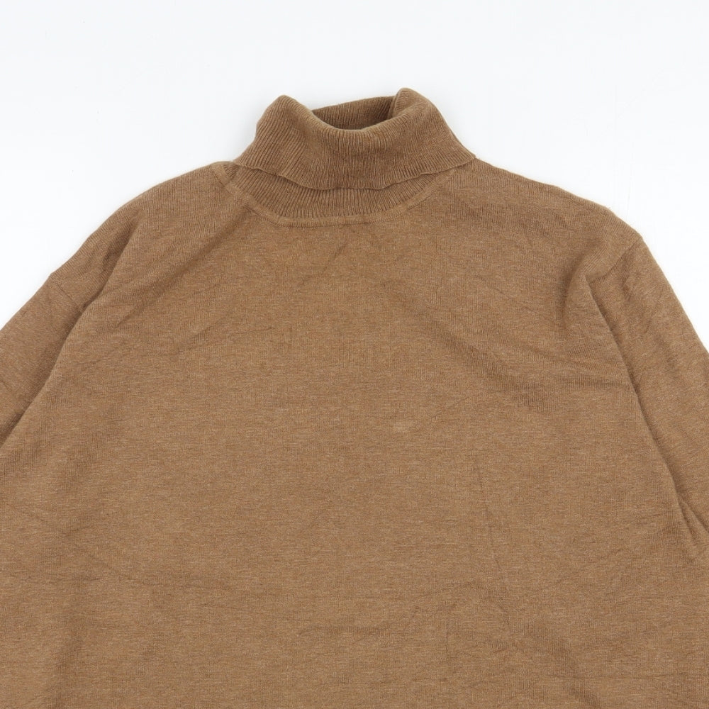 Cedar Wood State Mens Beige Roll Neck  Cotton Pullover Jumper Size L