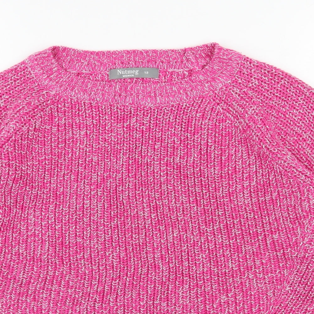 Nutmeg Womens Pink Round Neck  Cotton Pullover Jumper Size 12