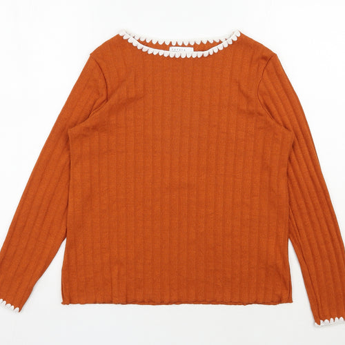 Papaya Womens Orange  Polyester Jersey Blouse Size 12 Boat Neck