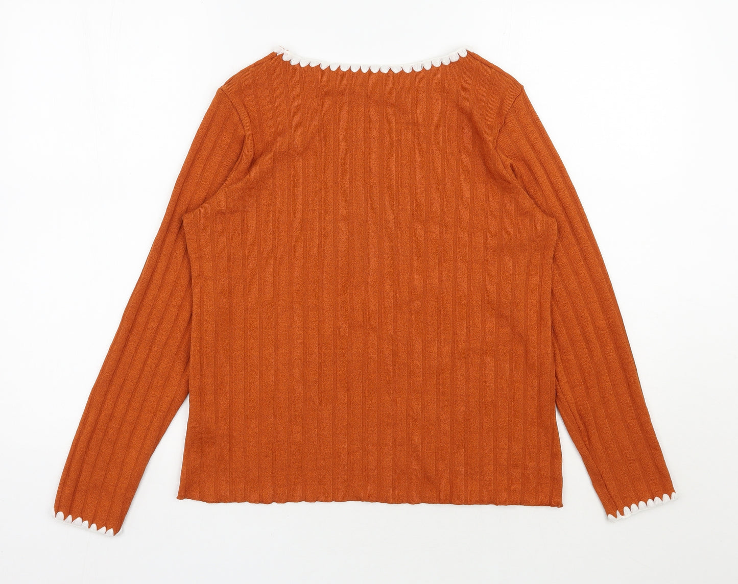 Papaya Womens Orange  Polyester Jersey Blouse Size 12 Boat Neck