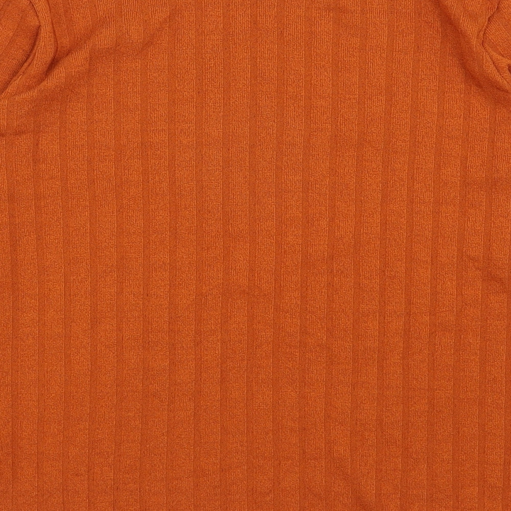 Papaya Womens Orange  Polyester Jersey Blouse Size 12 Boat Neck