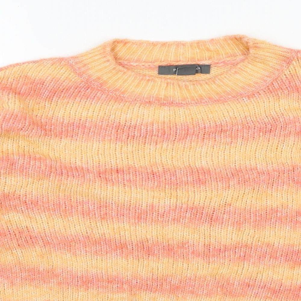 Primark Womens Yellow Round Neck Striped Polyester Pullover Jumper Size 14