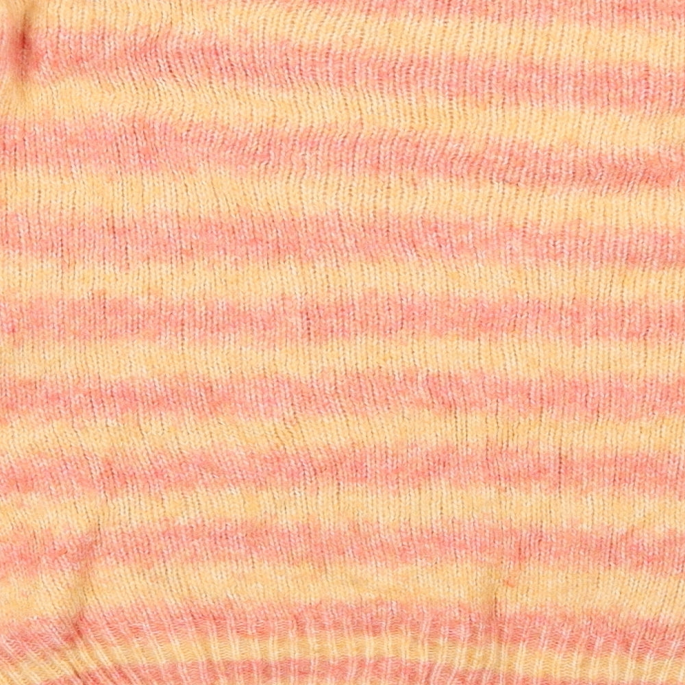 Primark Womens Yellow Round Neck Striped Polyester Pullover Jumper Size 14