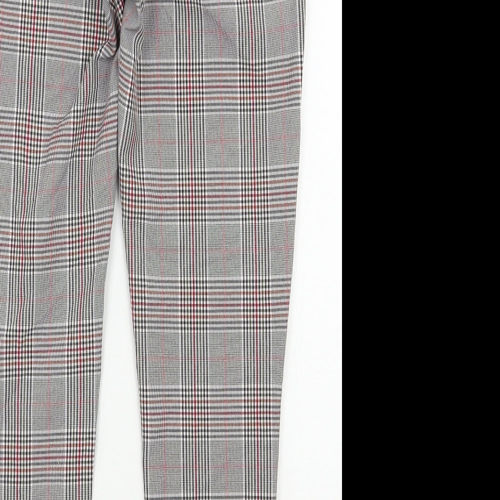 Boohoo Mens Multicoloured Plaid Polyester Trousers  Size S L27 in Regular Drawstring