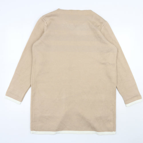 TU Womens Beige V-Neck  Acrylic Cardigan Jumper Size 16