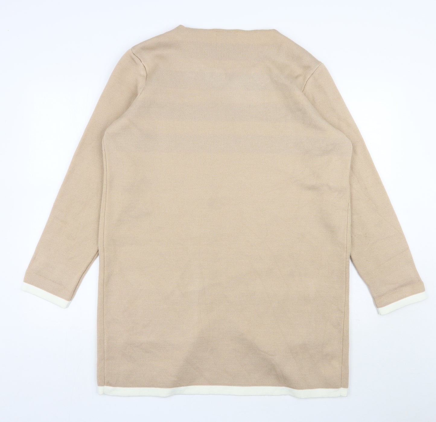 TU Womens Beige V-Neck  Acrylic Cardigan Jumper Size 16