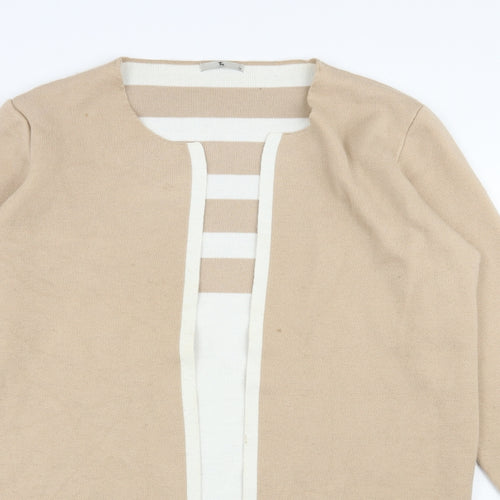 TU Womens Beige V-Neck  Acrylic Cardigan Jumper Size 16