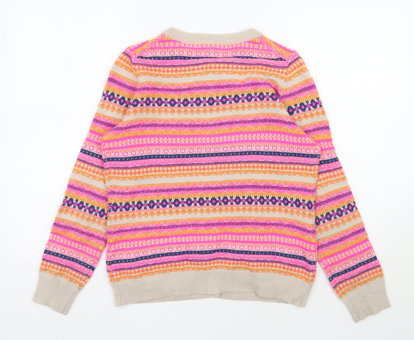Boden Womens Multicoloured Round Neck Geometric Wool Cardigan Jumper Size 12