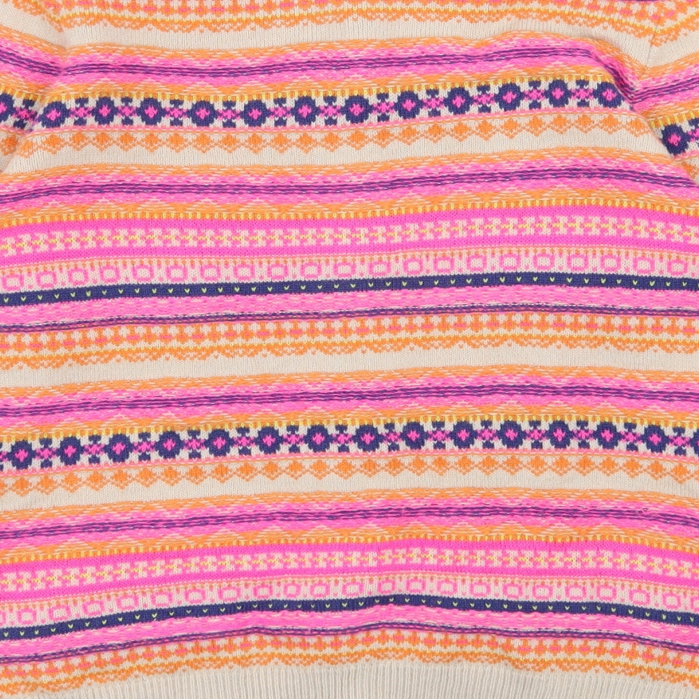 Boden Womens Multicoloured Round Neck Geometric Wool Cardigan Jumper Size 12