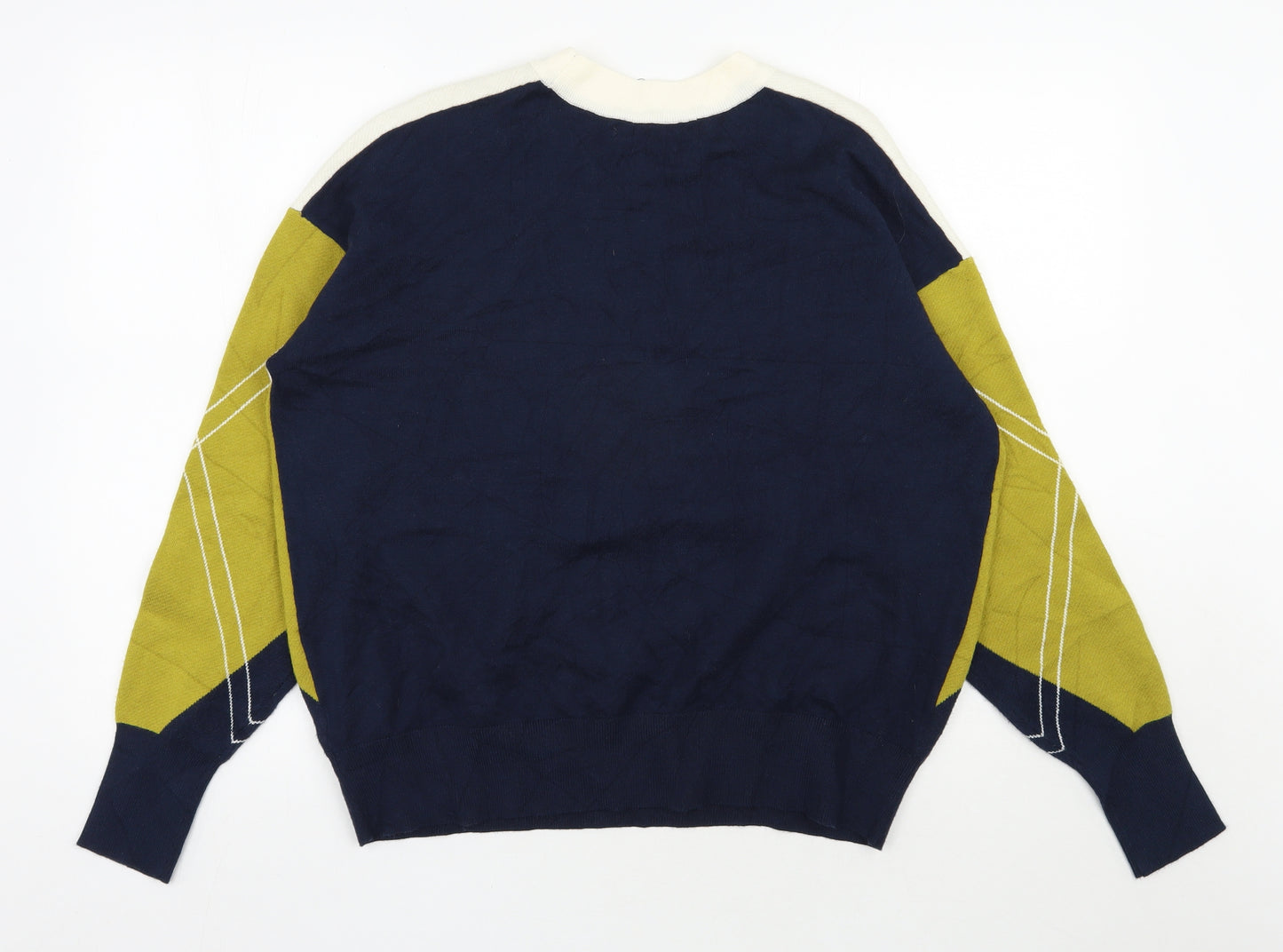 Marks and Spencer Womens Multicoloured Round Neck Argyle/Diamond Viscose Pullover Jumper Size L