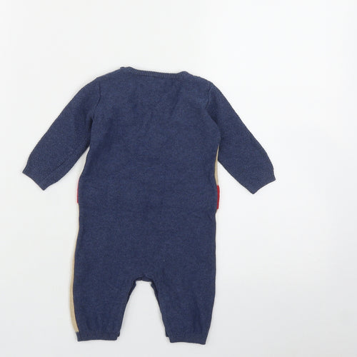 George Boys Blue  Cotton Unitard One-Piece Size 0-3 Months  Button - Christmas