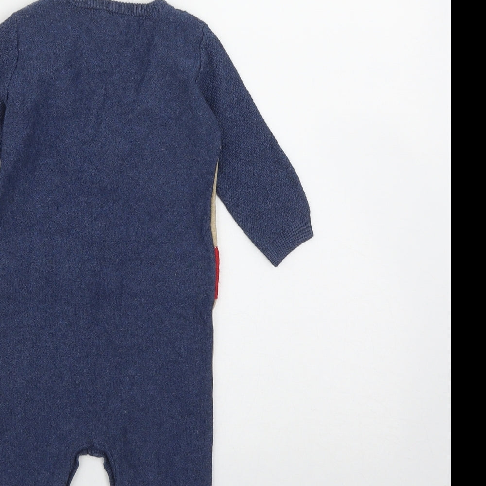 George Boys Blue  Cotton Unitard One-Piece Size 0-3 Months  Button - Christmas