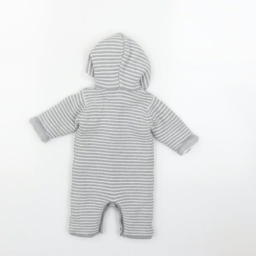 George Baby Grey Striped Cotton Coverall One-Piece Size Newborn  Button