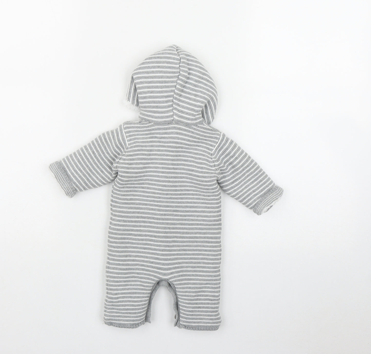 George Baby Grey Striped Cotton Coverall One-Piece Size Newborn  Button