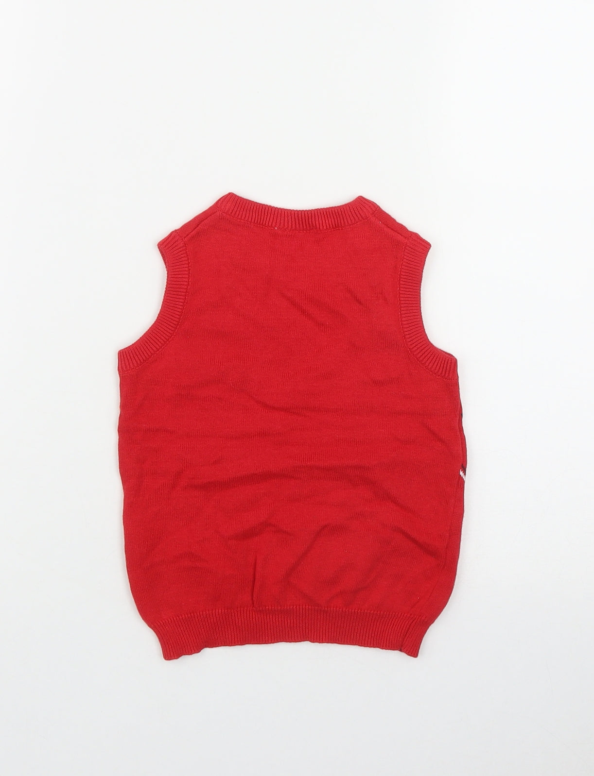 SO CUTE Boys Red  Cotton Vest Jumper Size 12-18 Months   - Christmas