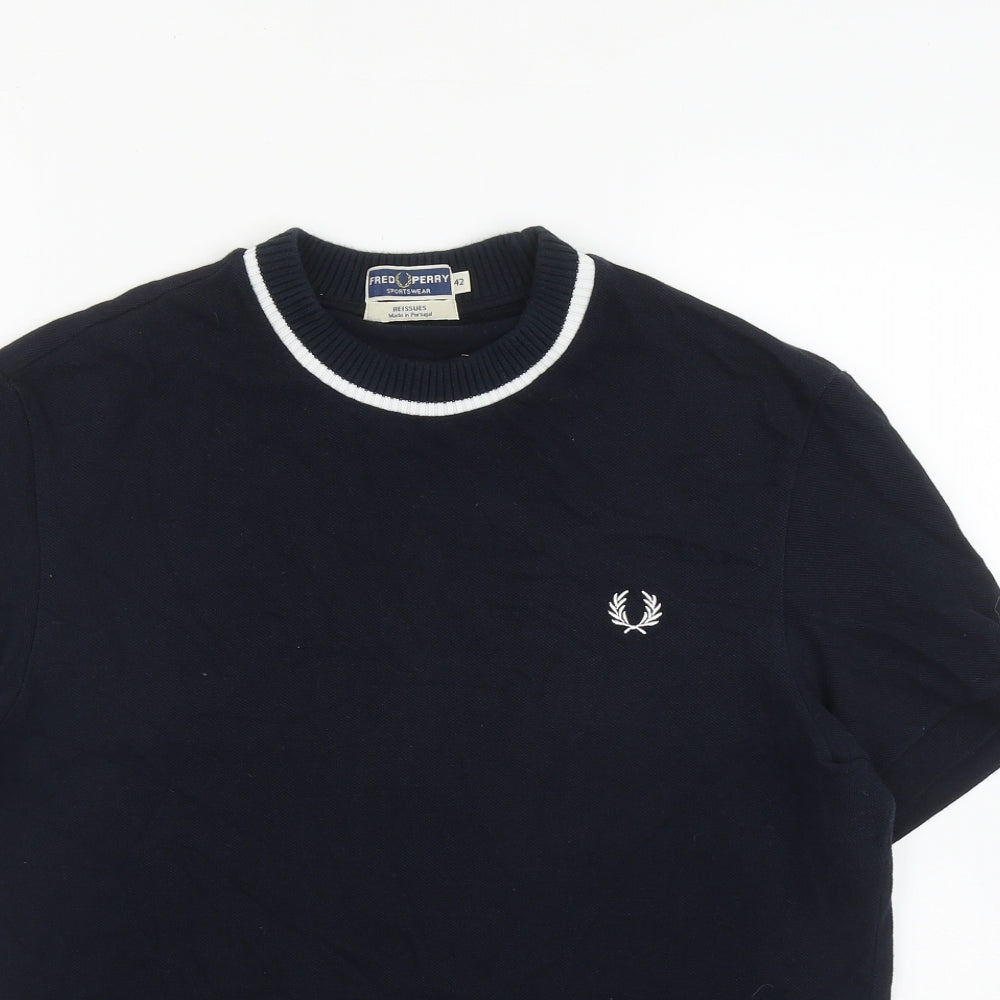 Fred Perry Mens Blue  Cotton  Button-Up Size L Round Neck