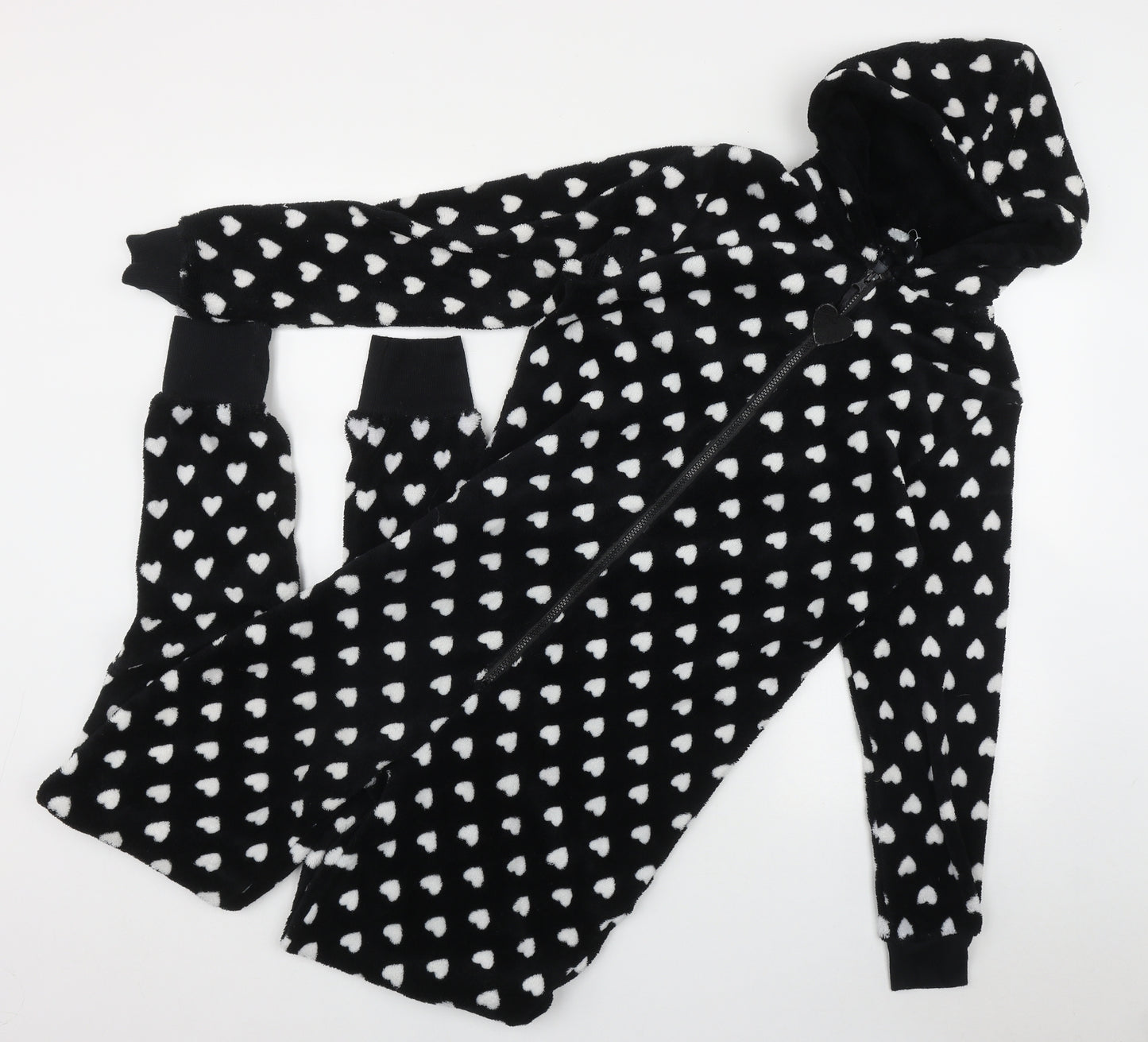 Primark Womens Black Geometric Polyester Top One Piece Size S  Zip - Heart Print