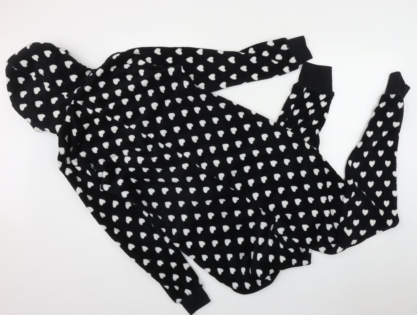 Primark Womens Black Geometric Polyester Top One Piece Size S  Zip - Heart Print