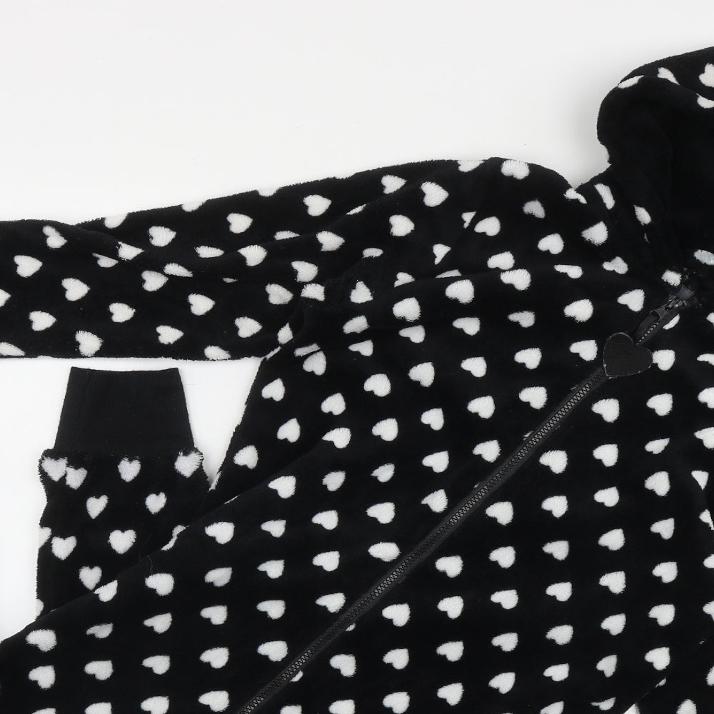 Primark Womens Black Geometric Polyester Top One Piece Size S  Zip - Heart Print