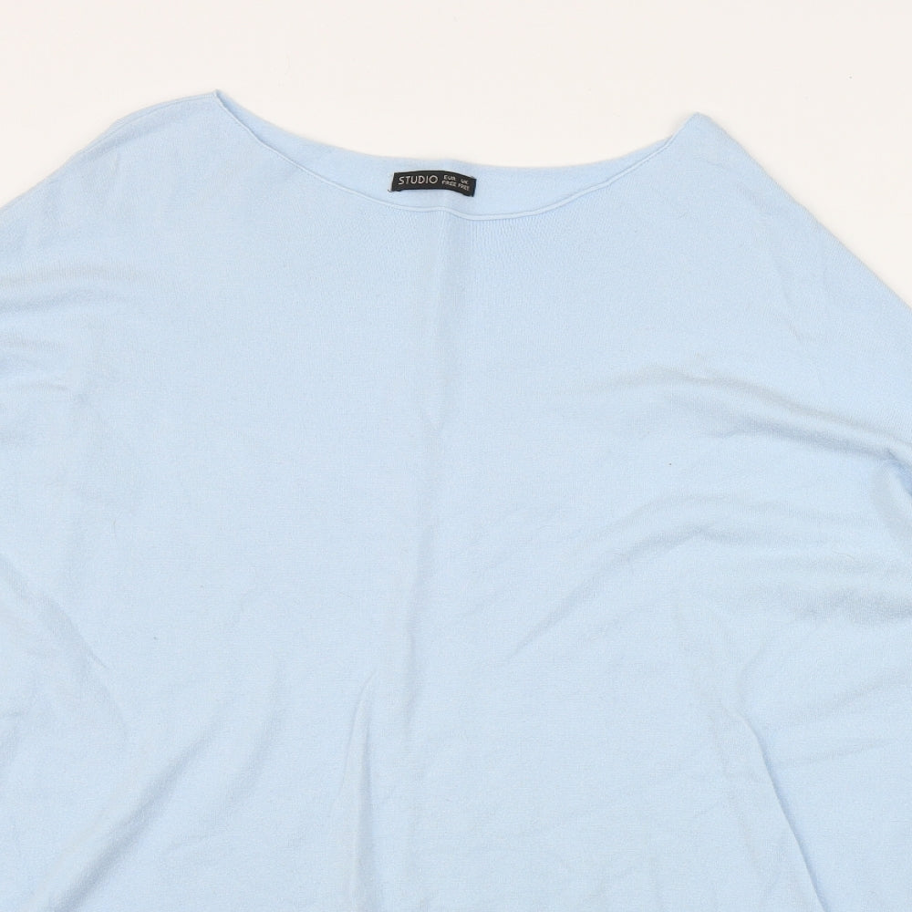 Studio Womens Blue Round Neck  Viscose Pullover Jumper One Size