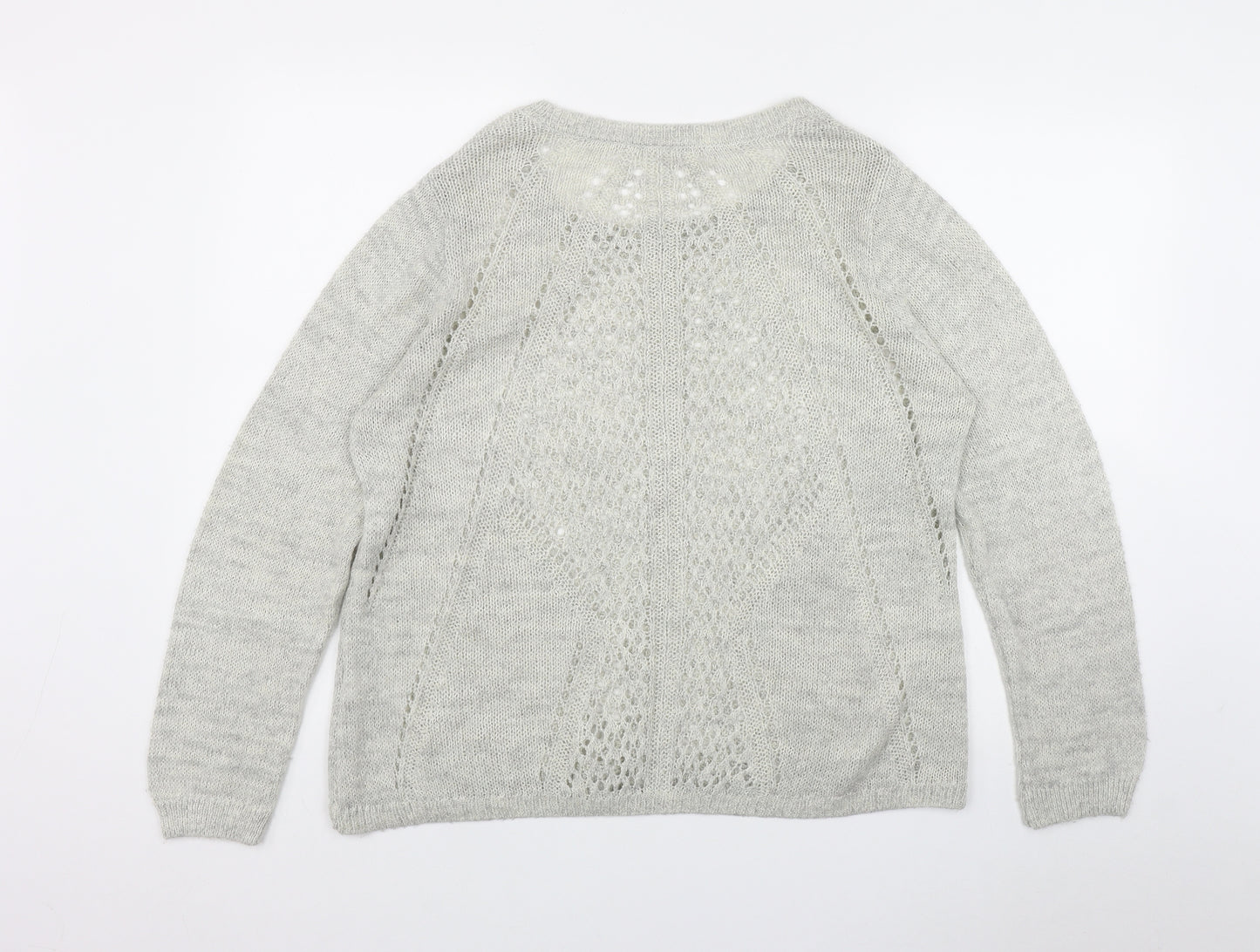 George Womens Grey Round Neck  Acrylic Pullover Jumper Size 16