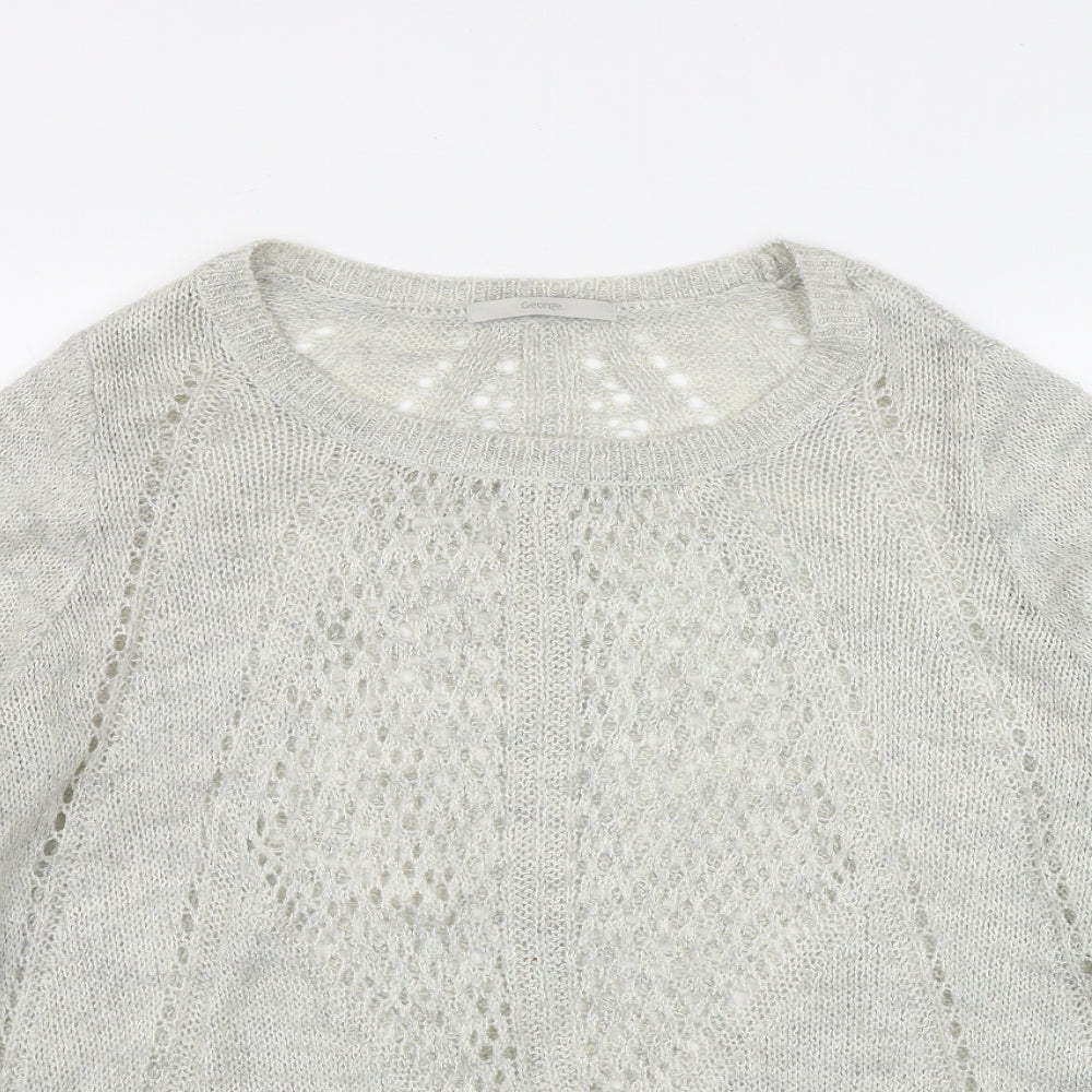 George Womens Grey Round Neck  Acrylic Pullover Jumper Size 16
