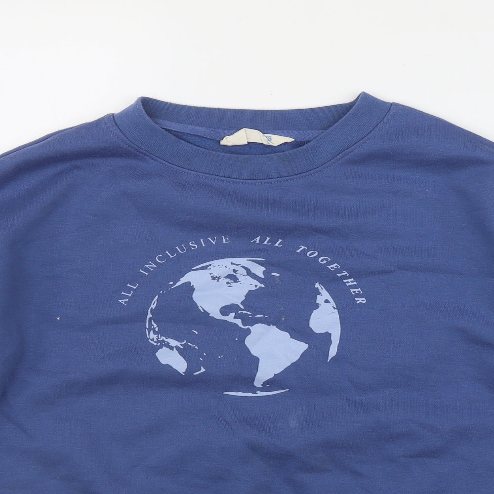 Primark Womens Blue  Polyester Pullover Sweatshirt Size 2XS