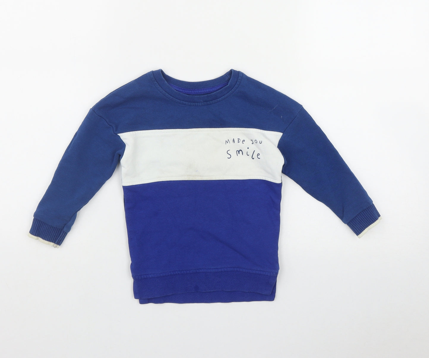 George Boys Blue  Cotton Pullover Jumper Size 18-24 Months   - 'Made you smile'