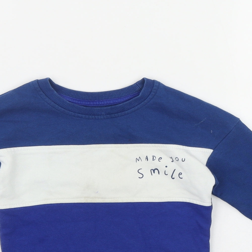 George Boys Blue  Cotton Pullover Jumper Size 18-24 Months   - 'Made you smile'