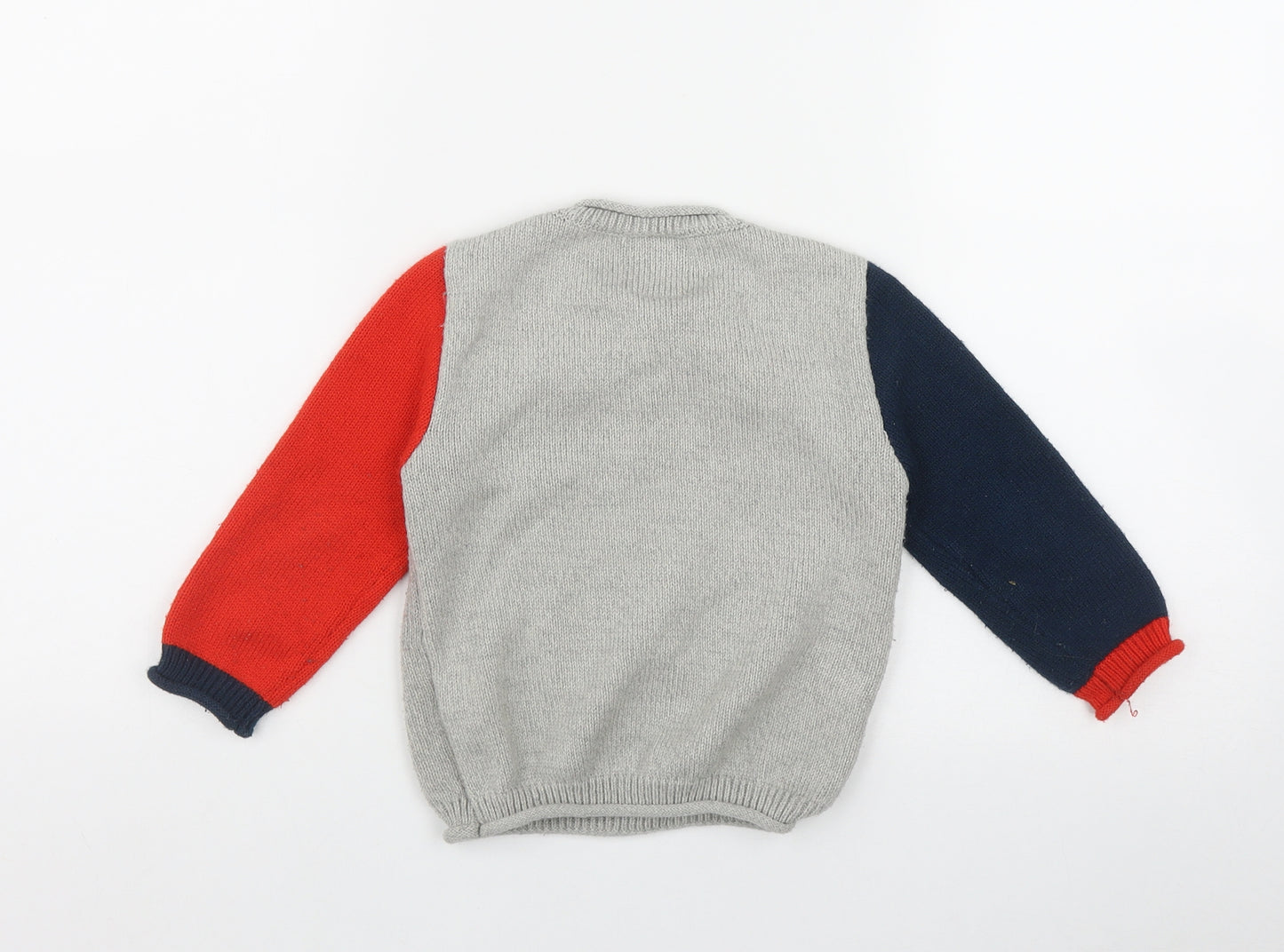 George Boys Grey Round Neck  Acrylic Pullover Jumper Size 2-3 Years   - Christmas