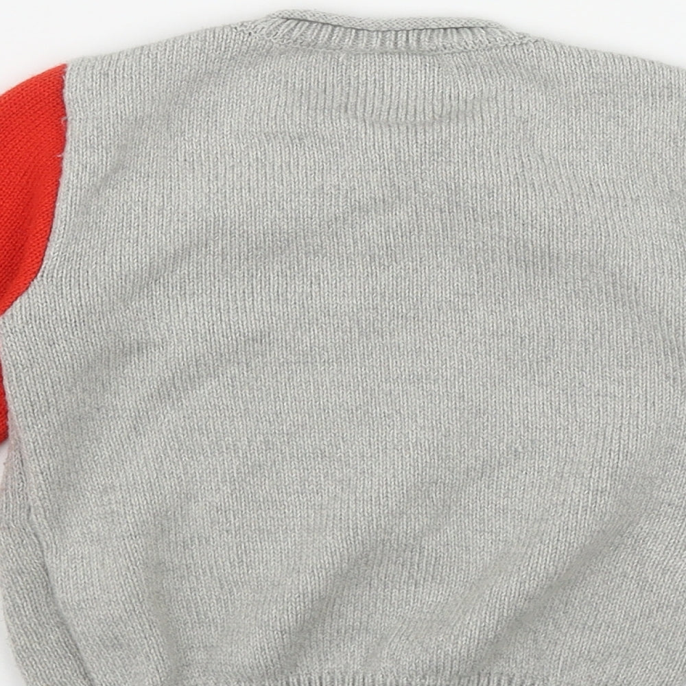 George Boys Grey Round Neck  Acrylic Pullover Jumper Size 2-3 Years   - Christmas