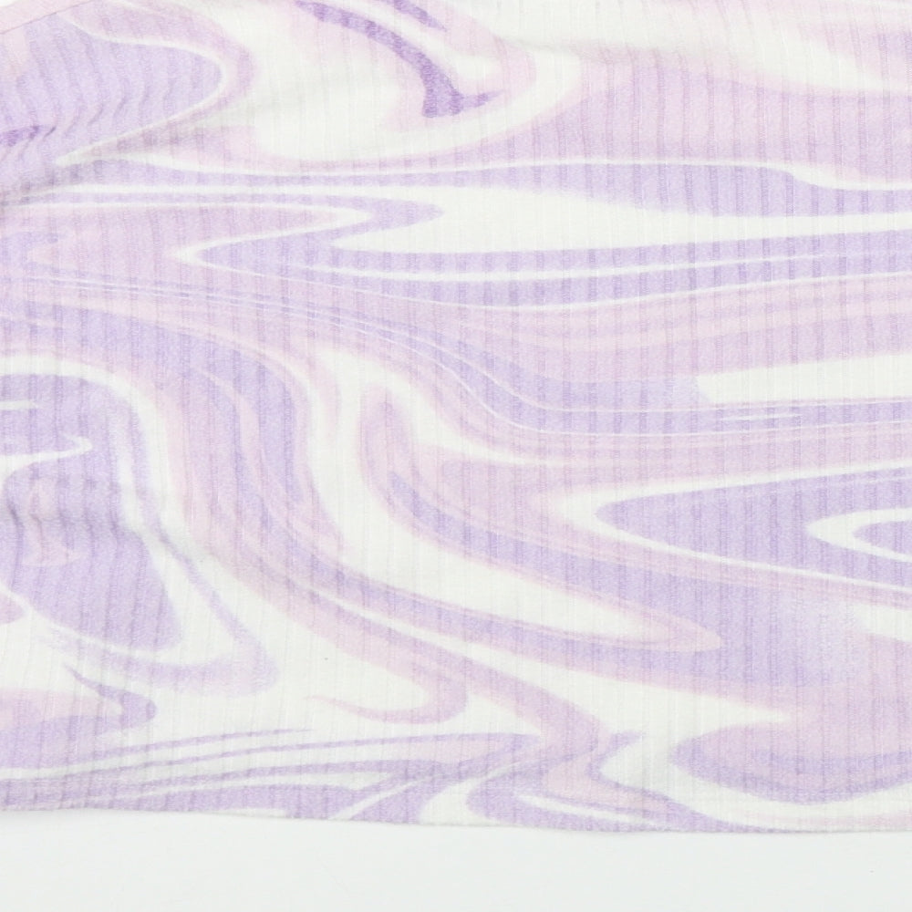 H&M Girls Purple  Viscose Basic T-Shirt Size 10-11 Years Round Neck  - Marble print