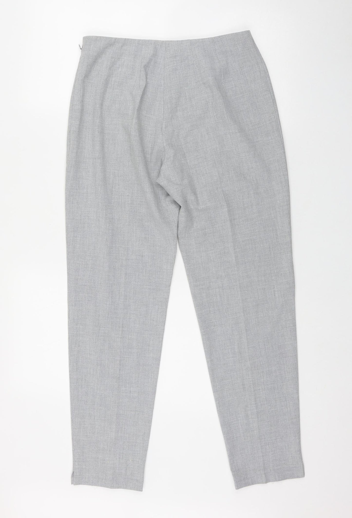 Marks and Spencer Womens Grey  Polyester Trousers  Size 12 L28 in Regular Zip