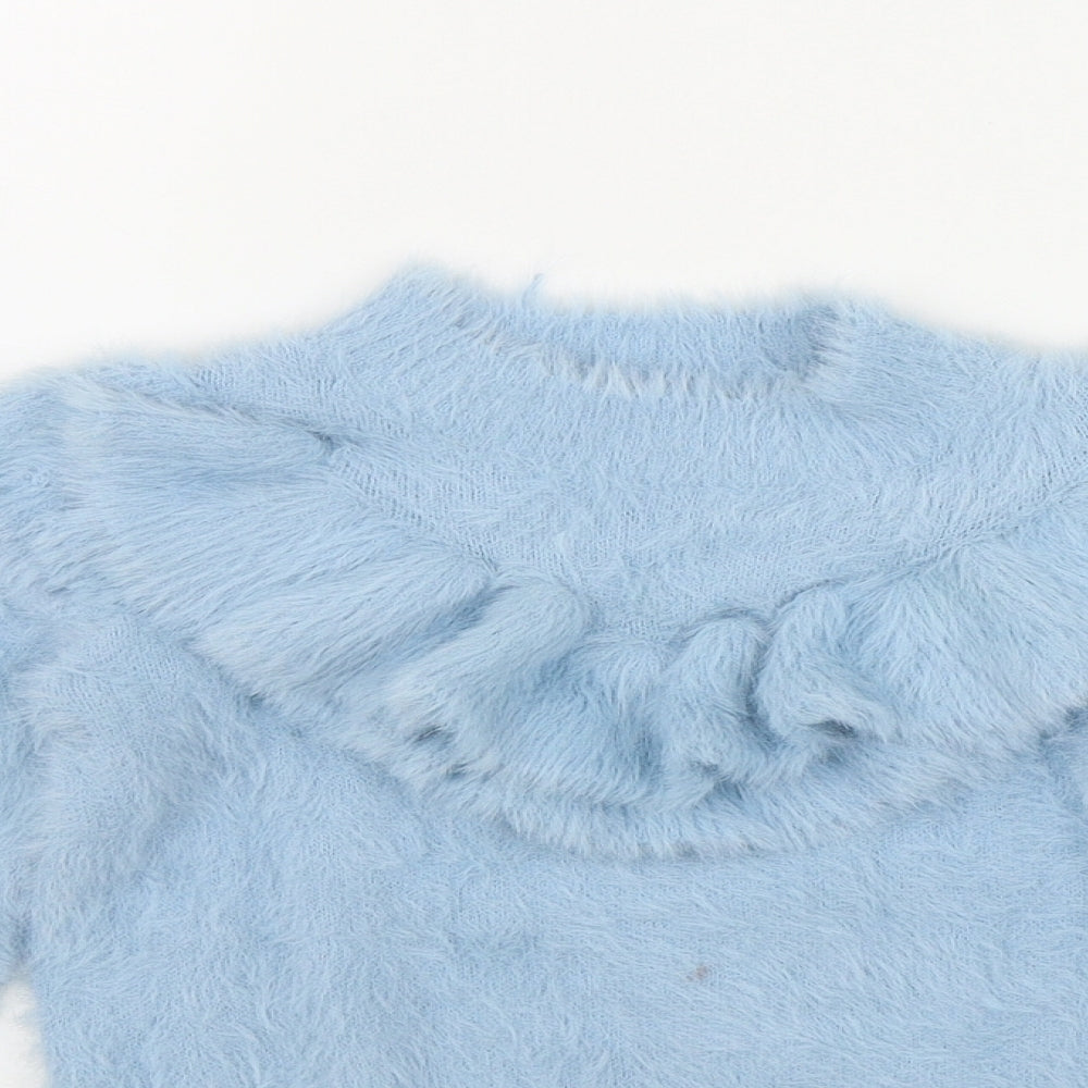 River Island Girls Blue Round Neck  Nylon Pullover Jumper Size 2-3 Years