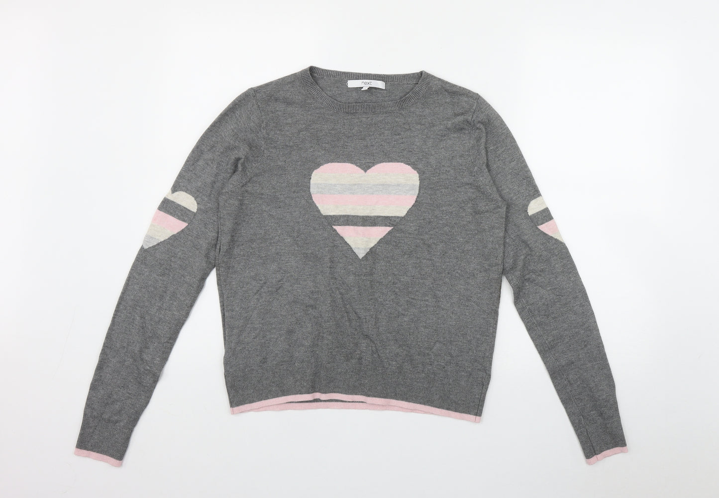 NEXT Womens Grey Round Neck  Viscose Pullover Jumper Size S